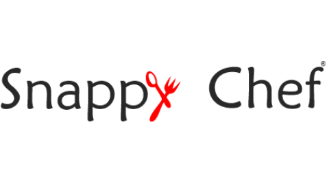 a logo for snappy chef with a fork and knife .